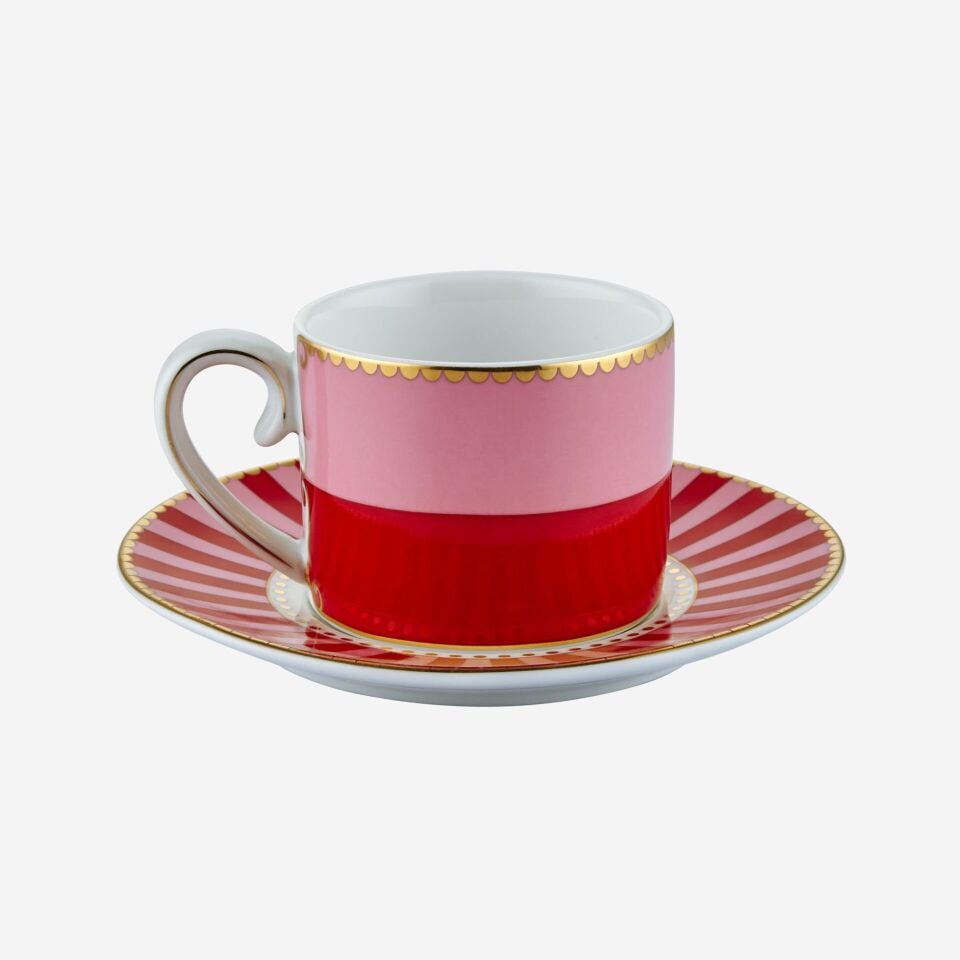 Porselen Kahve Fincanı 125 Ml Love Birds Kırmızı