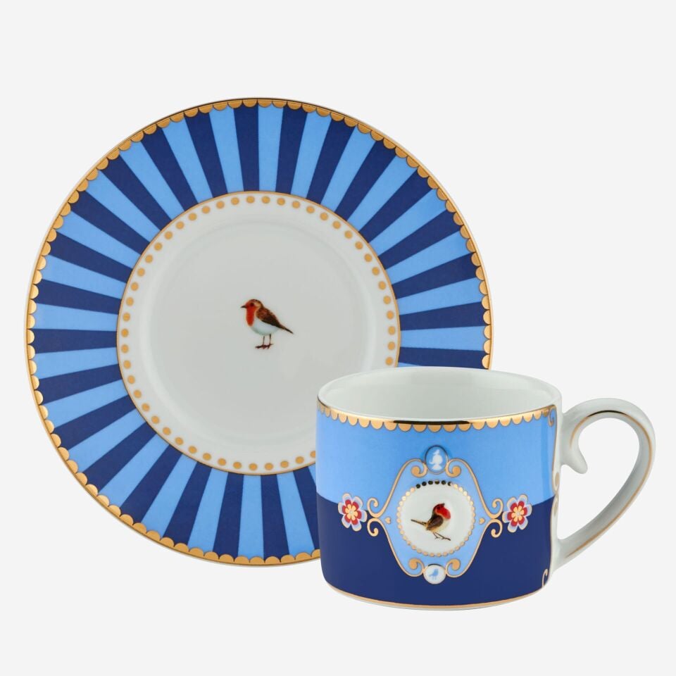 Porselen Kahve Fincanı 125 Ml Love Birds Mavi