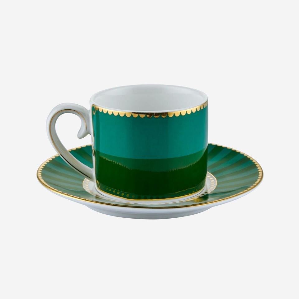 Porselen Kahve Fincanı 125 Ml Love Birds Yeşil